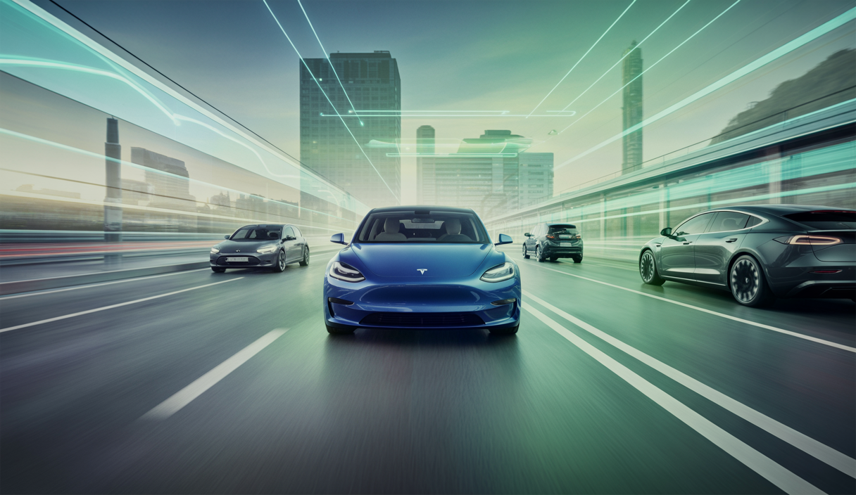 Illustration futuriste du Tesla Model 2