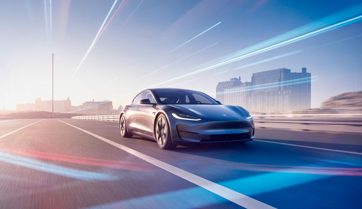 Illustration futuriste d'un véhicule électrique Tesla