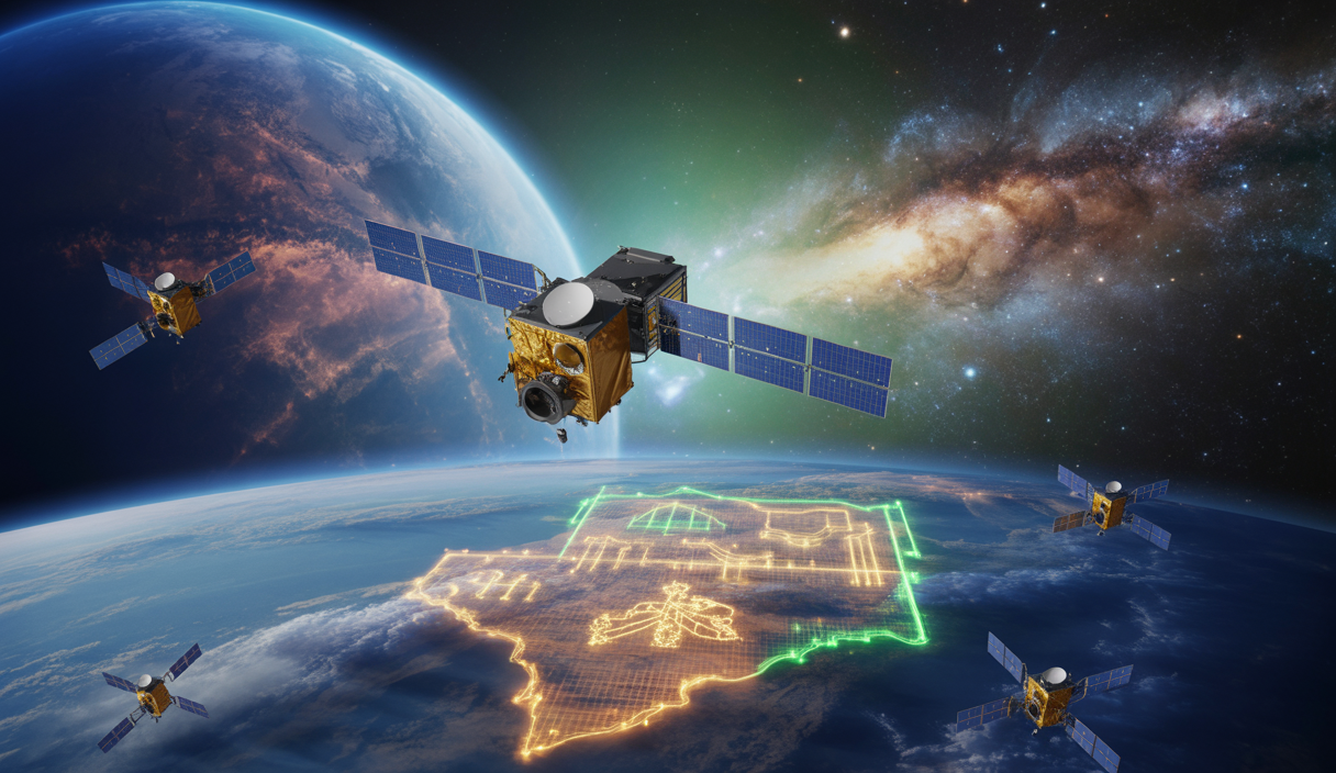 Illustration vibrante montrant la connexion Internet Starlink au Yémen et en Irak