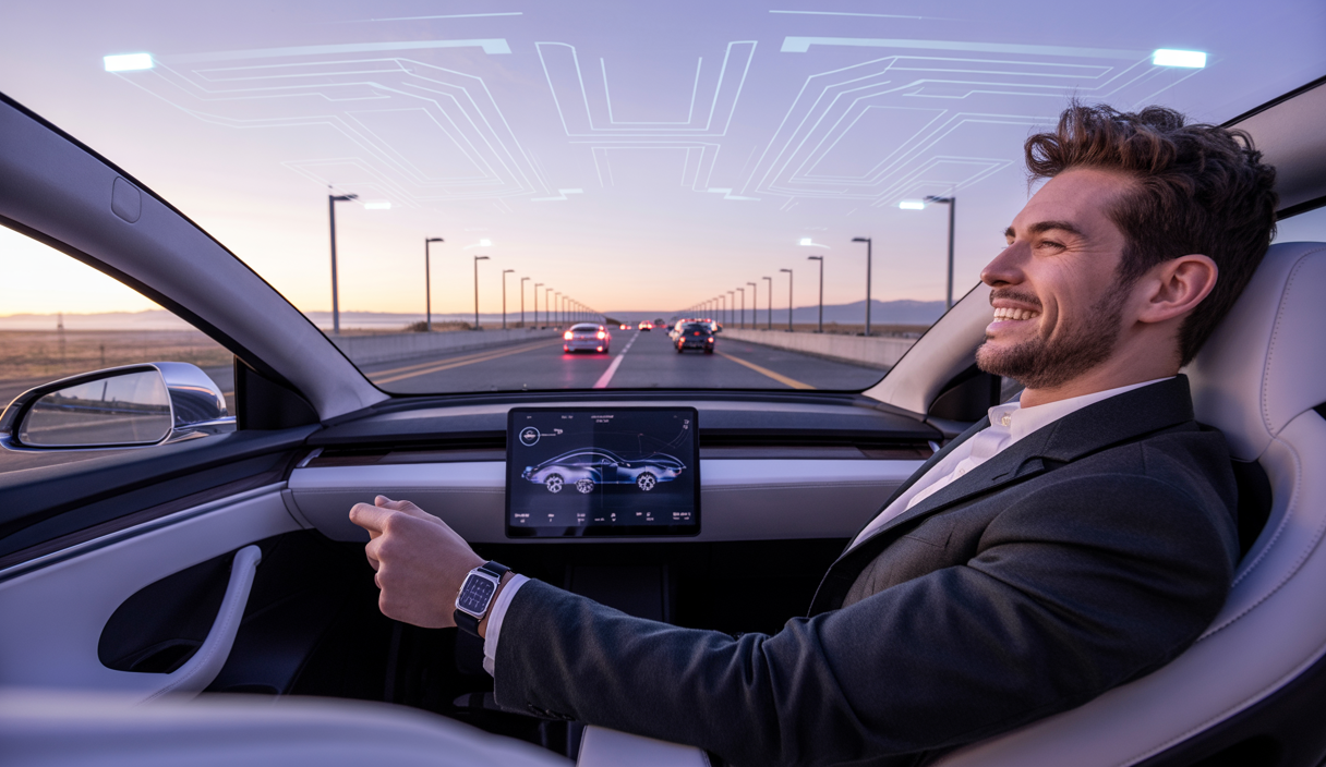 Vision futuriste de la supervision de la conduite autonome Tesla FSD