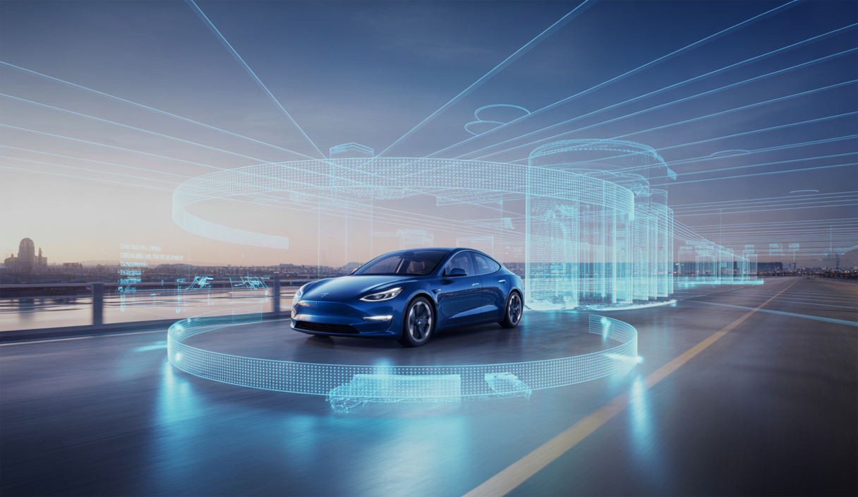 Illustration de Tesla FSD 2025 soulignant innovations et défis.