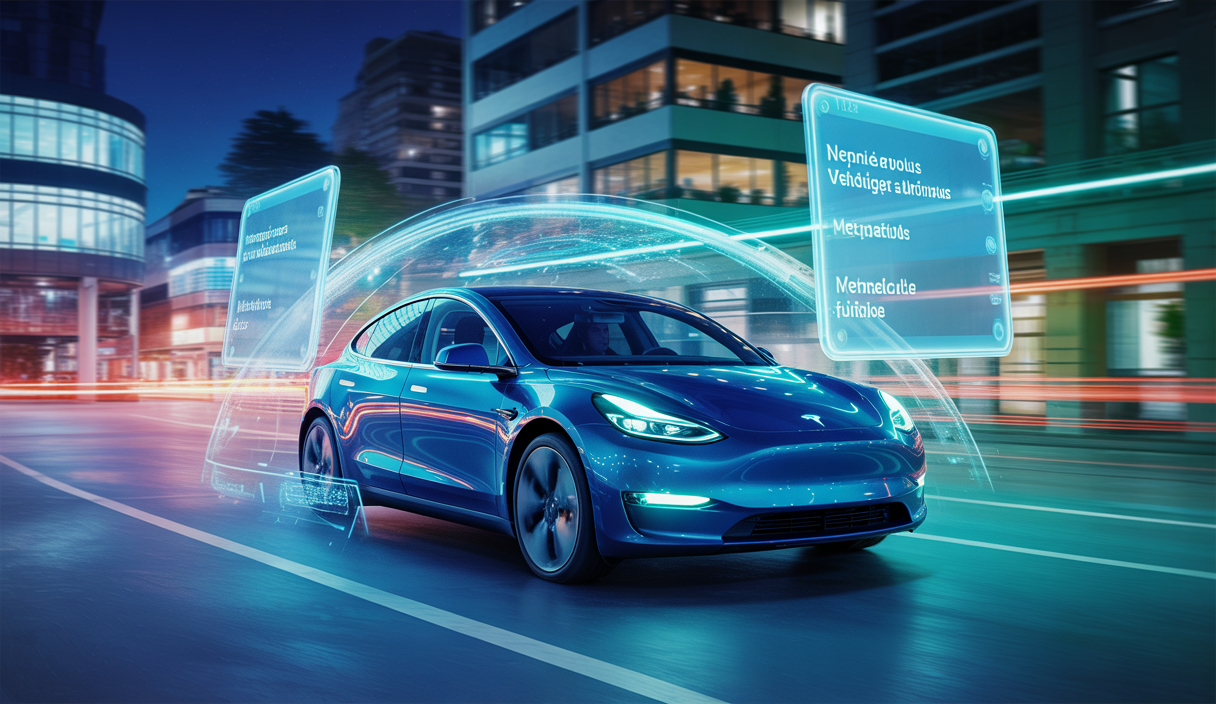 Illustration futuriste des innovations Tesla pour 2025