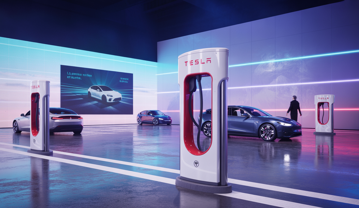 Vision futuriste de superchargeurs Tesla innovants