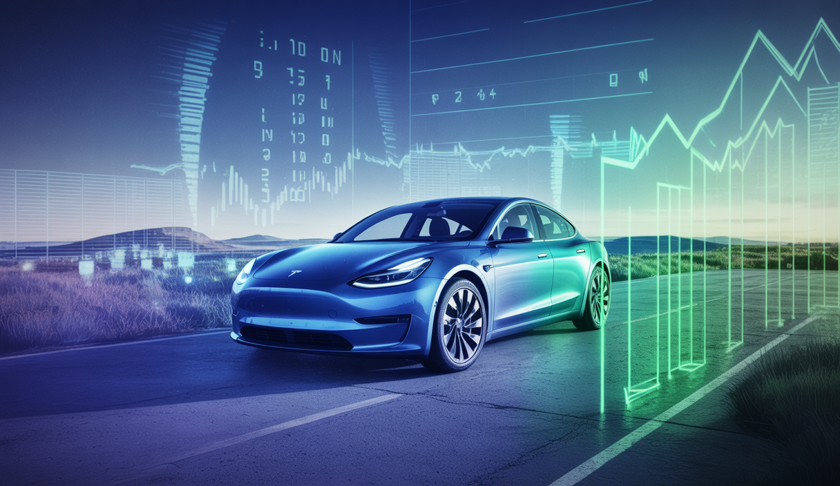Visualisation artistique de l'analyse financière de Tesla en 2025