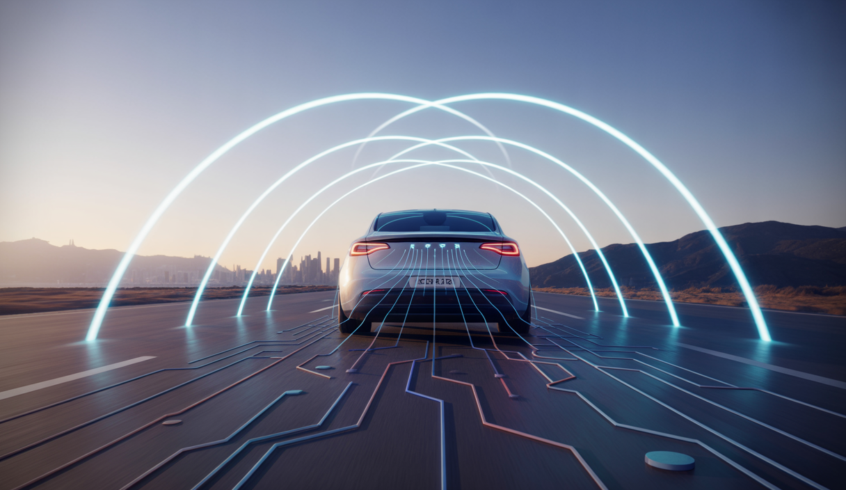 Illustration détaillée du freinage régénératif de Tesla dans un véhicule électrique