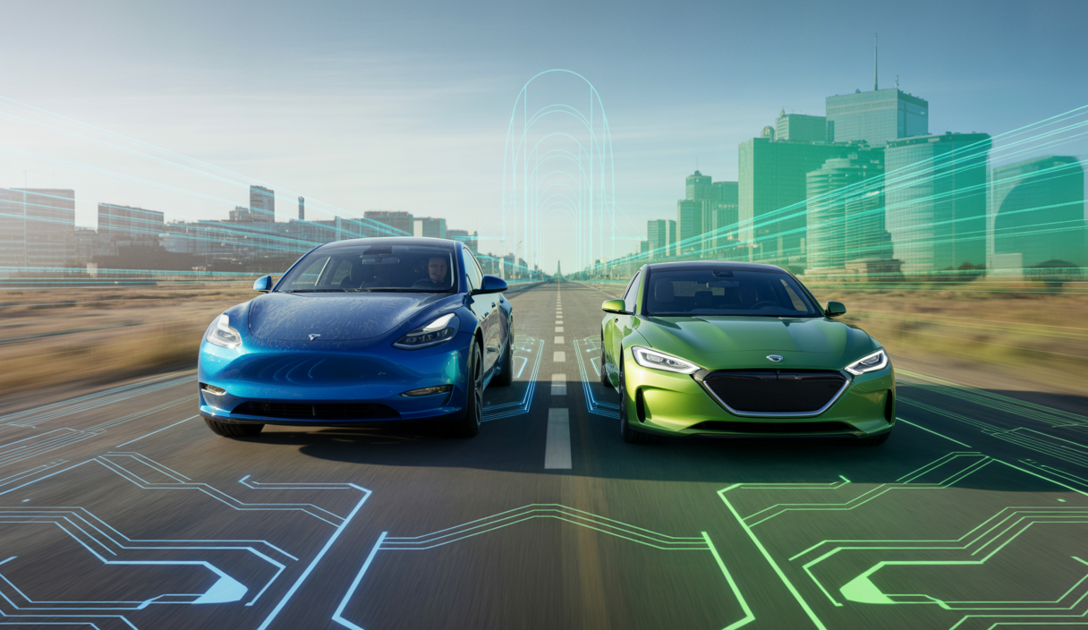 Représentation artistique des innovations dans les voitures électriques