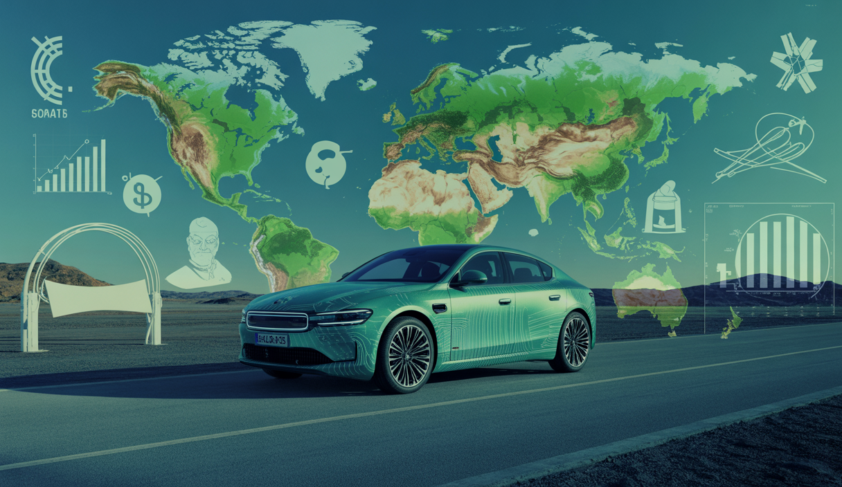 Illustration représentant l'influence des véhicules électriques sur la géopolitique mondiale