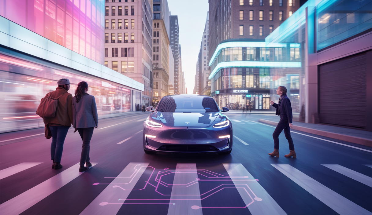 Illustration d'un véhicule autonome Tesla Cybercab