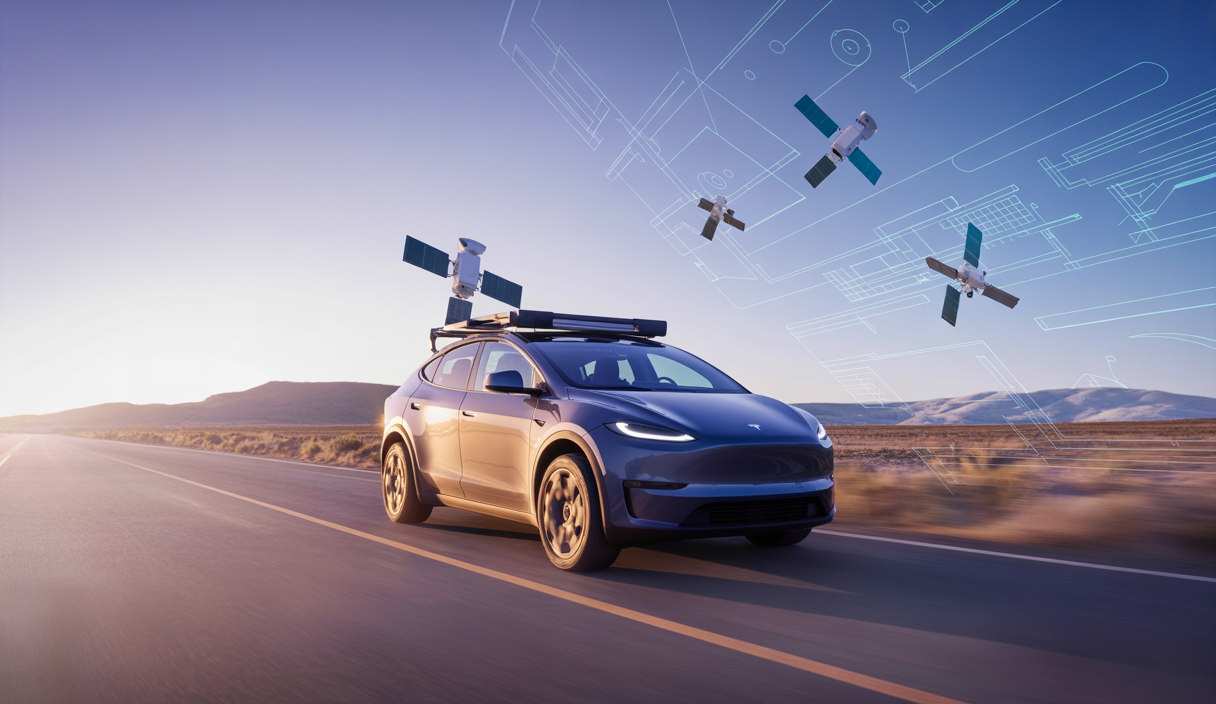 Tesla Cybertruck équipé de la technologie Starlink Mini améliorant la connectivité mobile en déplacement