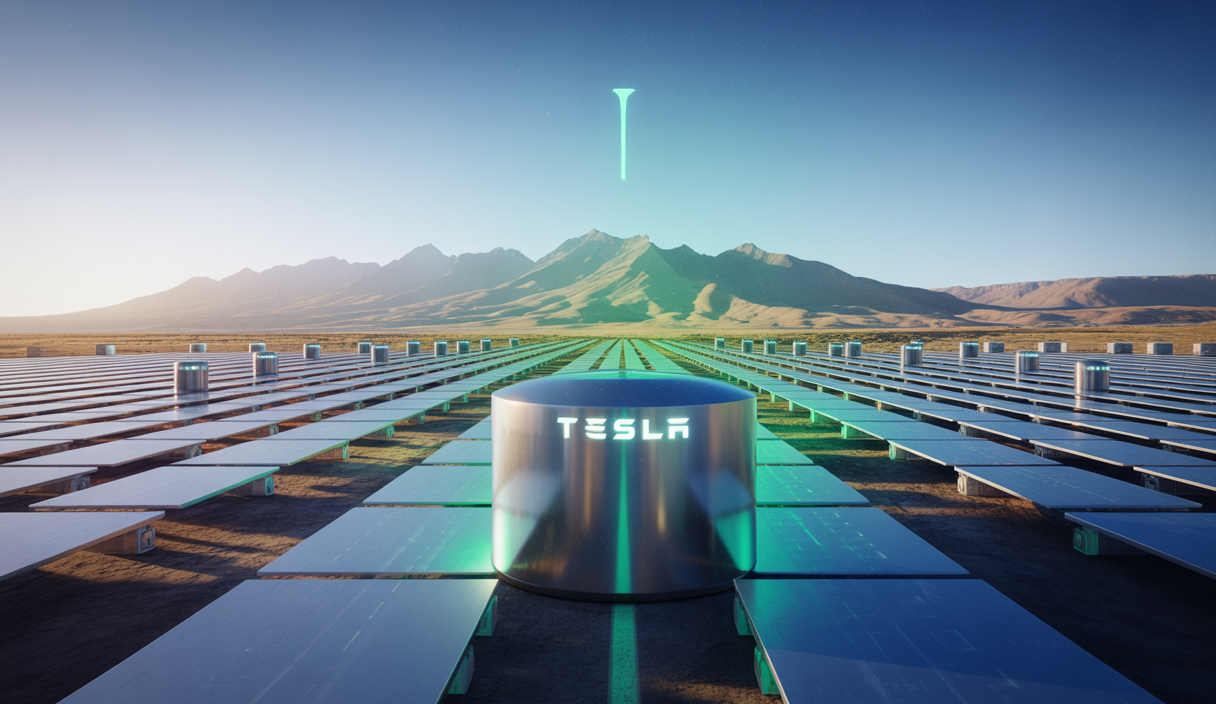Illustration de batteries Tesla installées en Utah pour le stockage d'énergie.