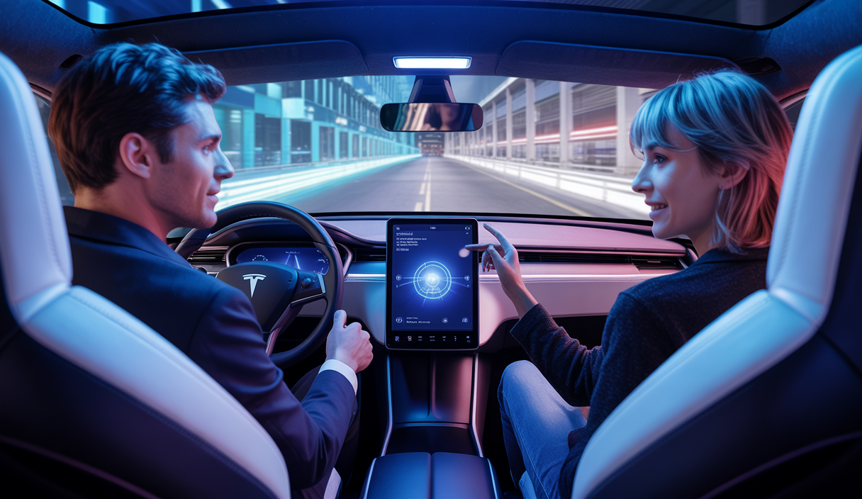 Visualisation de l'intégration de Grok AI de Tesla en voiture