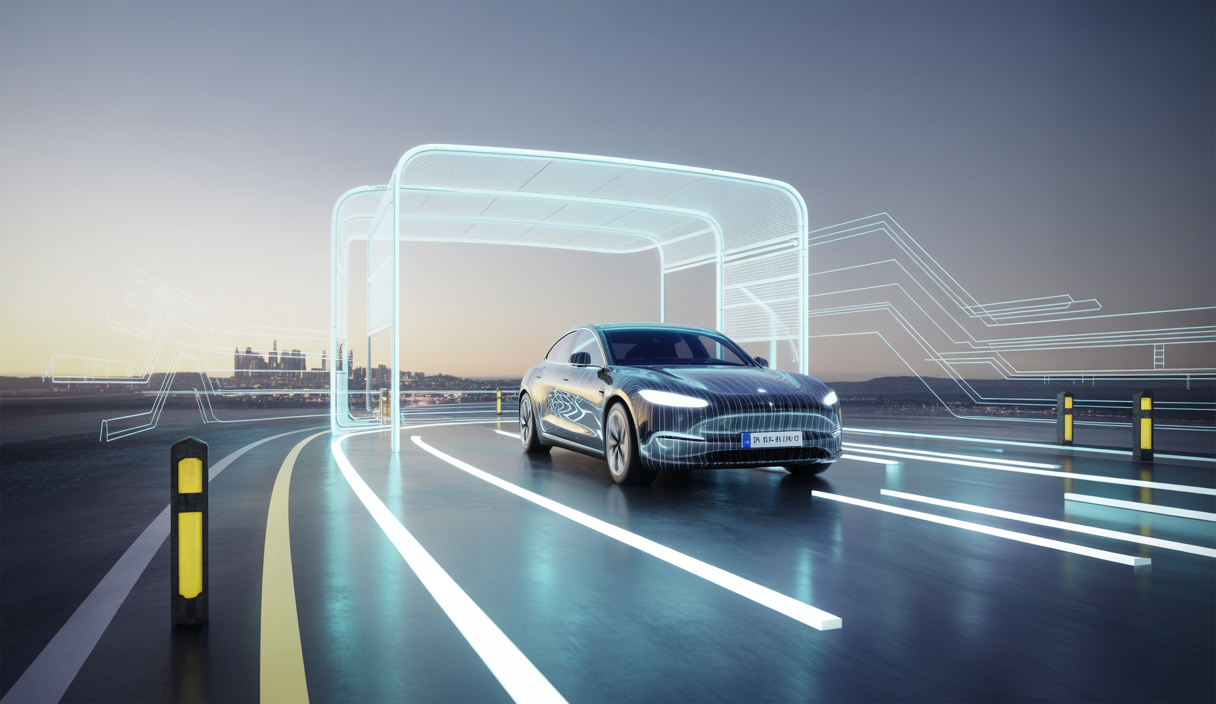Une illustration futuriste de l'innovation de Tesla dans la conduite autonome