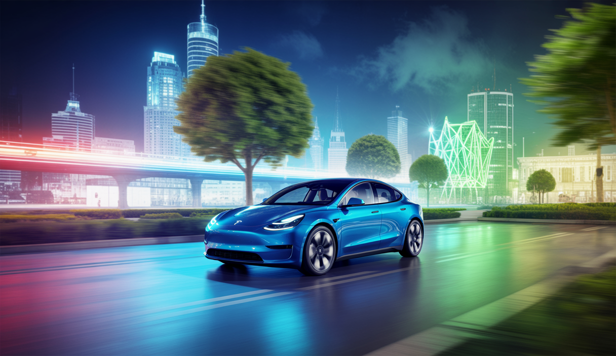 Mini modèle Tesla Y représentant l'innovation et la mobilité durable