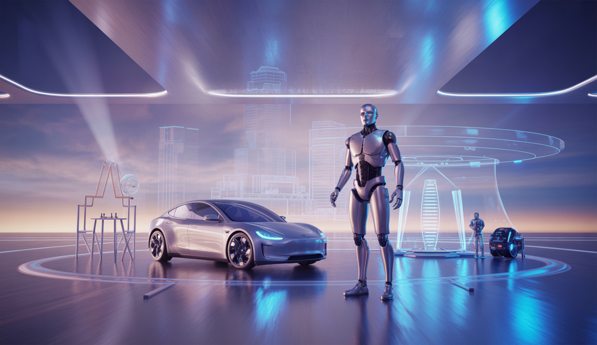 Un robot humanoïde Tesla Optimus futuriste et innovant