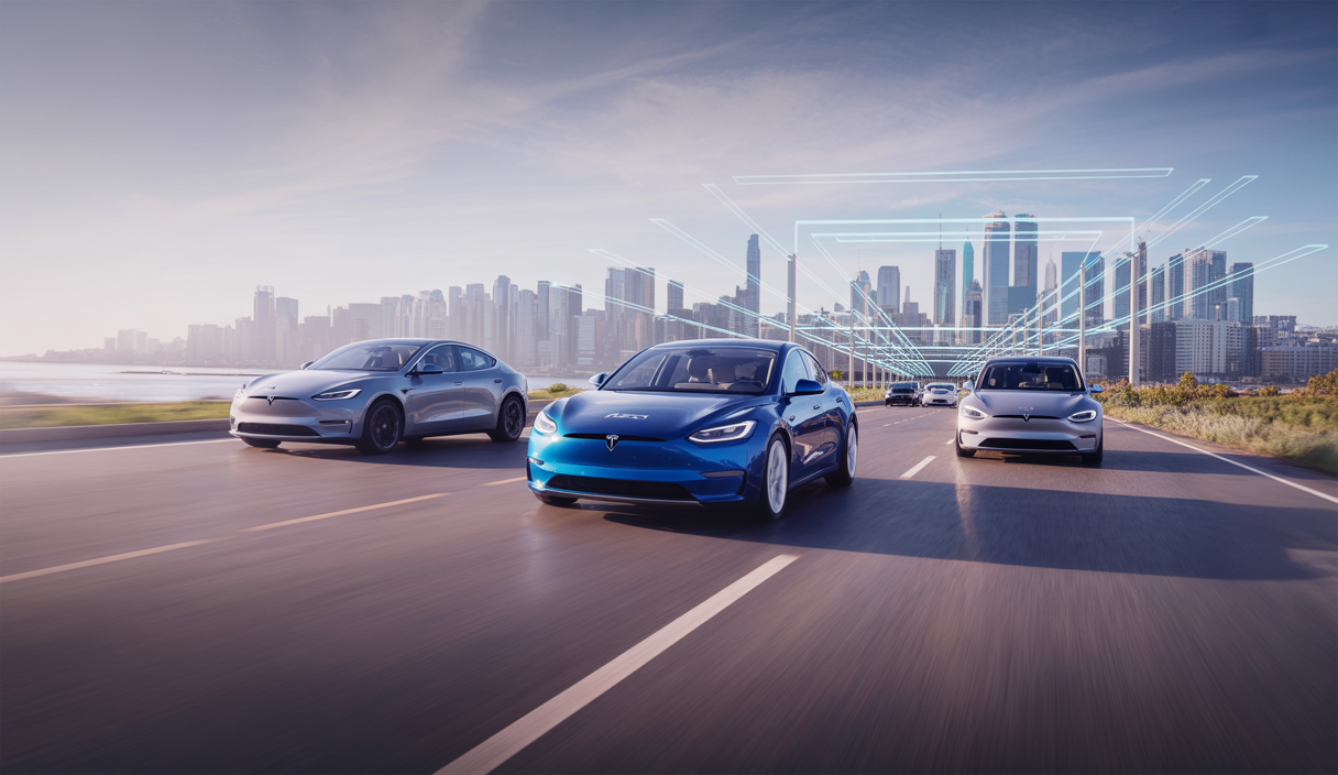 Une vision futuriste de nouveaux véhicules électriques Tesla en 2025